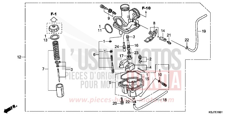 CARBURETOR (CRF100F) for CRF100F EXTREME RED (R292) from 2012
