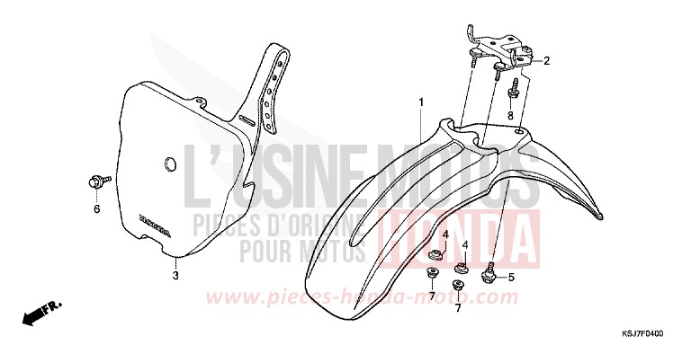 FRONT FENDER for CRF100F EXTREME RED (R292) from 2012