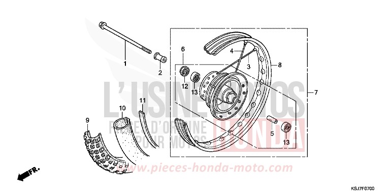 FRONT WHEEL for CRF100F EXTREME RED (R292) from 2012