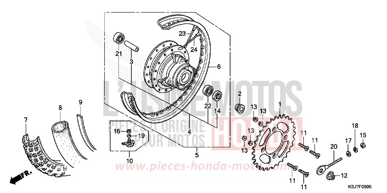 REAR WHEEL for CRF100F EXTREME RED (R292) from 2012