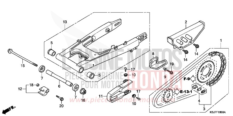 SWINGARM for CRF100F EXTREME RED (R292) from 2012