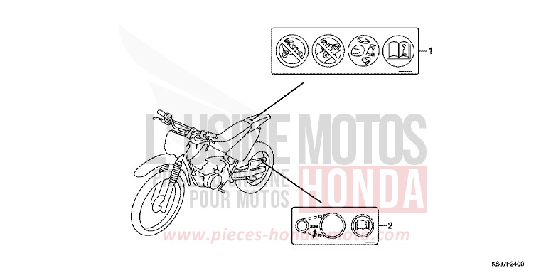 CAUTION LABEL for CRF100F EXTREME RED (R292) from 2012