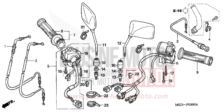 SWITCH/CABLE for CB1300 DARKNESS BLACK METALLIC (NH463) from 2003