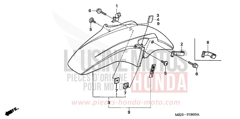 FRONT FENDER for CB1300 DARKNESS BLACK METALLIC (NH463) from 2003