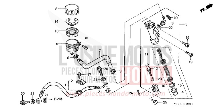 RR. BRAKE MASTER CYLINDER (CB1300/F/F1/S) for CB1300 DARKNESS BLACK METALLIC (NH463) from 2003