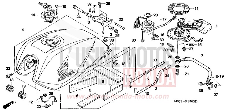 FUEL TANK for CB1300 DARKNESS BLACK METALLIC (NH463) from 2003