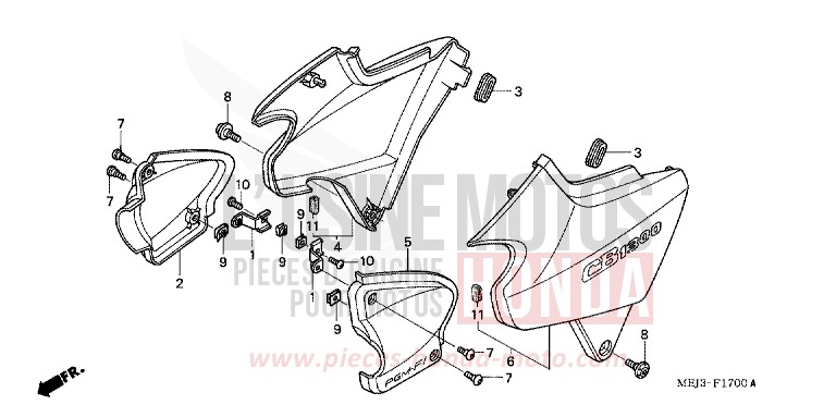 SIDE COVER (CB1300F/F1) for CB1300 DARKNESS BLACK METALLIC (NH463) from 2003