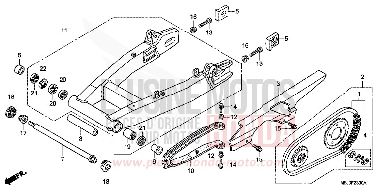 SWINGARM/CHAIN CASE for CB1300 DARKNESS BLACK METALLIC (NH463) from 2003