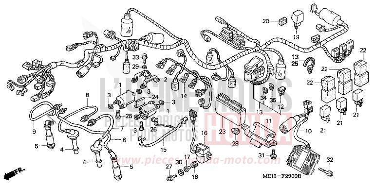 WIRE HARNESS/IGNITION COIL (CB1300F/F1) for CB1300 DARKNESS BLACK METALLIC (NH463) from 2003