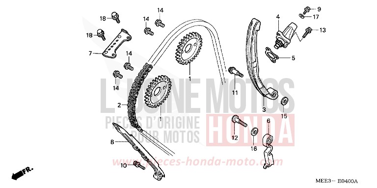 NOCKENWELLENKETTE/SPANNVORRICHTUNG for CBR600RR BLACK (NH1) from 2004