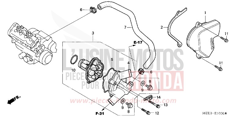 WASSERPUMPE for CBR600RR BLACK (NH1) from 2004
