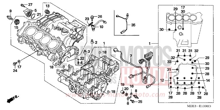 CRANKCASE for CBR600RR BLACK (NH1) from 2004
