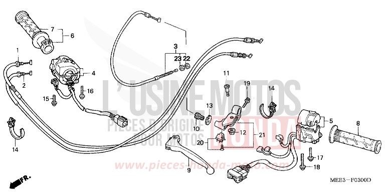 HEBELGRIFF/SCHALTER/KABEL for CBR600RR BLACK (NH1) from 2004