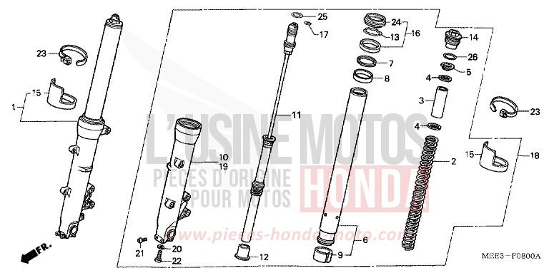 FRONT FORK (CBR600RR3/4) for CBR600RR BLACK (NH1) from 2004