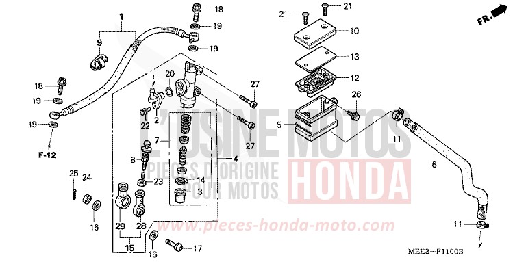 REAR BRAKE MASTERCYLINDER for CBR600RR BLACK (NH1) from 2004