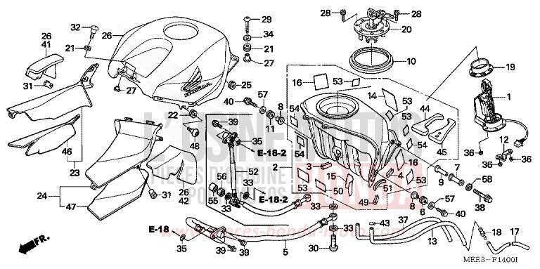 FUEL TANK for CBR600RR BLACK (NH1) from 2004
