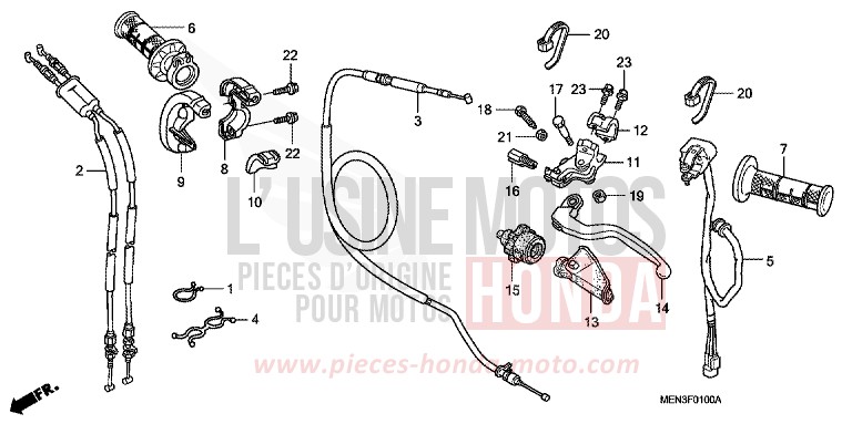 HANDLE LEVER/SWITCH/CABLE for CRF450R EXTREME RED (R292) from 2010