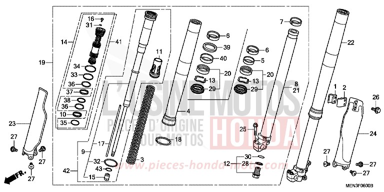 FRONT FORK for CRF450R EXTREME RED (R292) from 2010