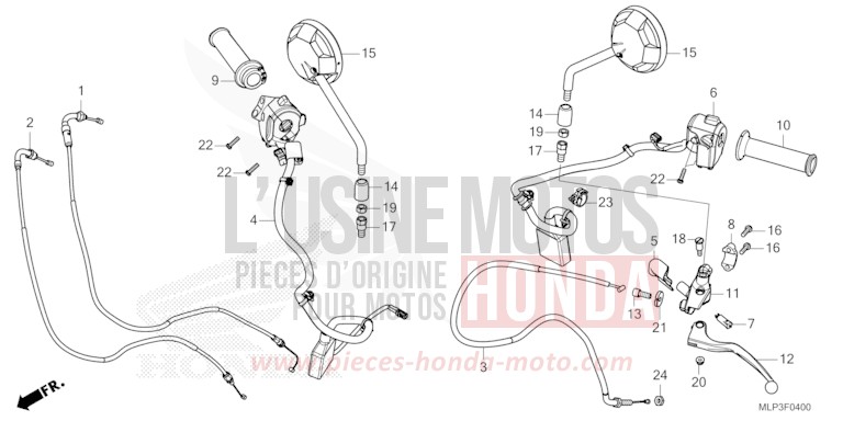 HANDLE LEVER/SWITCH/CABLE/MIRROR for CL500A MAT GUNPOWDER BLACK METALLIC (NH436) from 2025