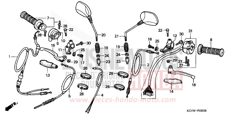 HANDLE LEVER/SWITCH/CABLE (1) for CG125 ATESSA BLUE (PB162) from 1998