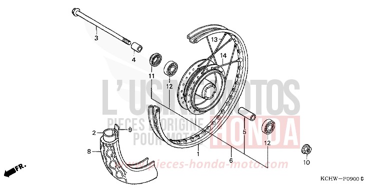 FRONT WHEEL for CG125 ATESSA BLUE (PB162) from 1998