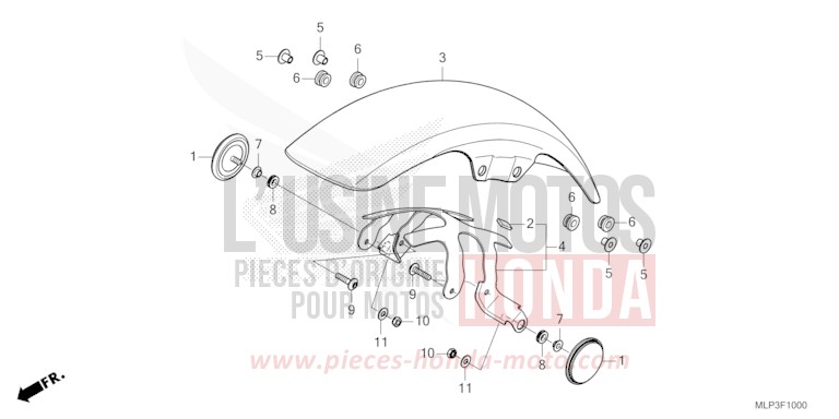 FRONT FENDER for CL500A MAT GUNPOWDER BLACK METALLIC (NH436) from 2025