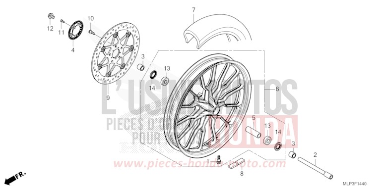 FRONT WHEEL for CL500A MAT GUNPOWDER BLACK METALLIC (NH436) from 2025