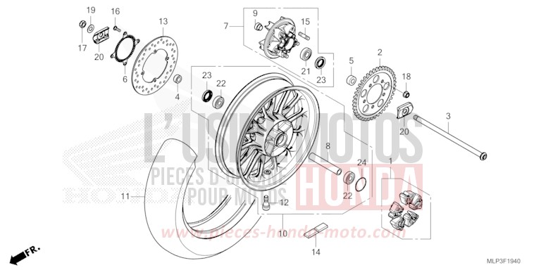 REAR WHEEL for CL500A MAT GUNPOWDER BLACK METALLIC (NH436) from 2025