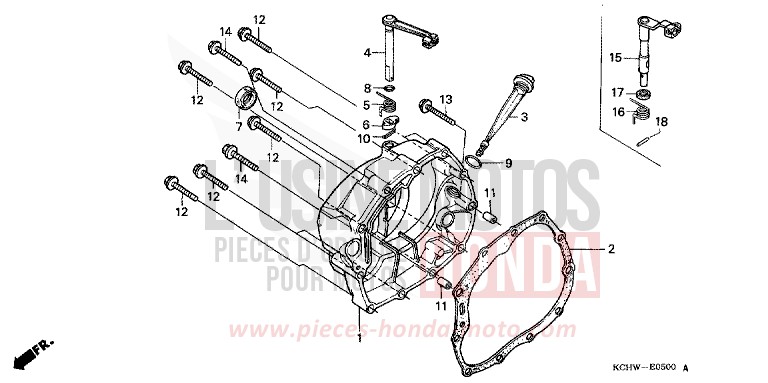 RIGHT CRANKCASE COVER for CG125 MAGNA RED (R201) from 1998