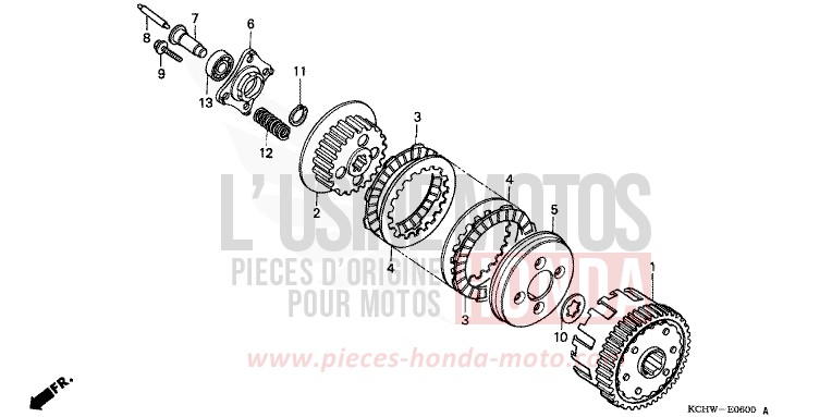 CLUTCH (1) for CG125 MAGNA RED (R201) from 1998