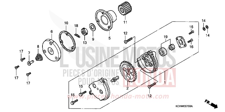OIL PUMP (1) for CG125 MAGNA RED (R201) from 1998