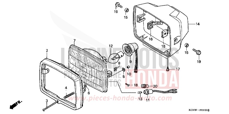 HEADLIGHT (1) for CG125 MAGNA RED (R201) from 1998