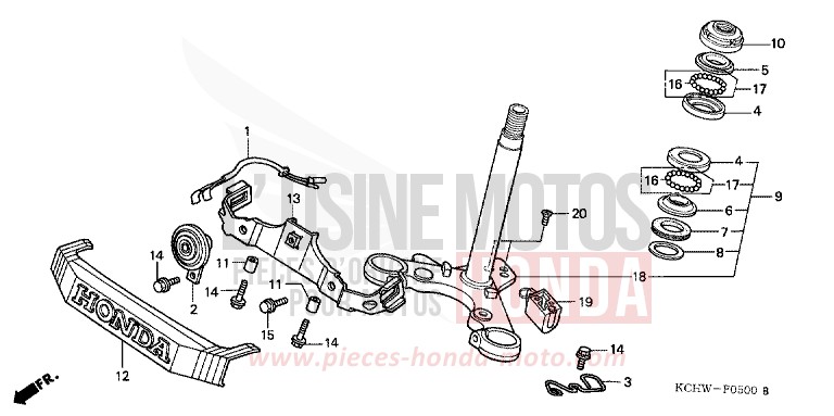 STEERING STEM for CG125 MAGNA RED (R201) from 1998