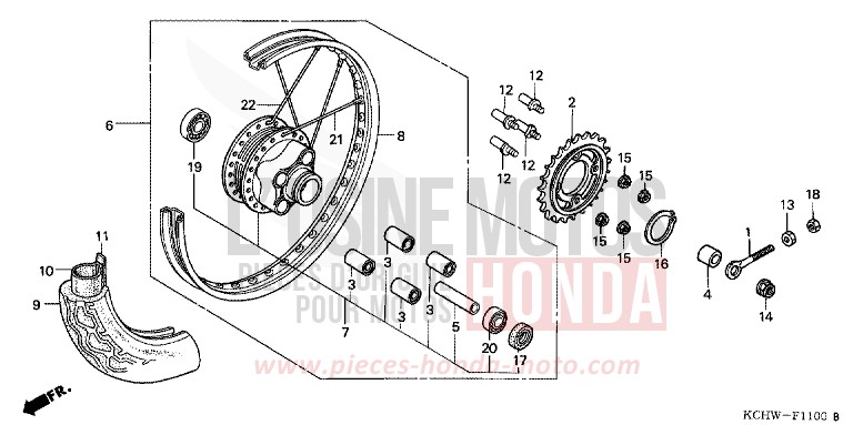 REAR WHEEL for CG125 MAGNA RED (R201) from 1998