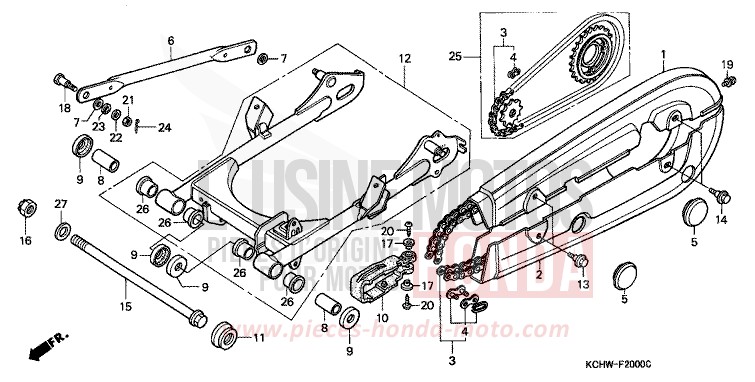 REAR FORK for CG125 MAGNA RED (R201) from 1998