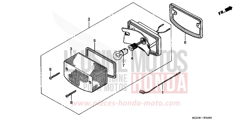 TAILLIGHT for CG125 MAGNA RED (R201) from 1998