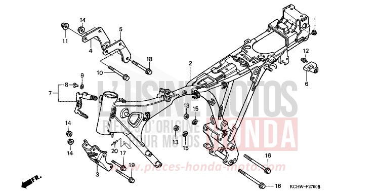 FRAME BODY for CG125 MAGNA RED (R201) from 1998