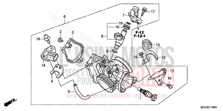 THROTTLE BODY for CRF450R EXTREME RED (R292) from 2011
