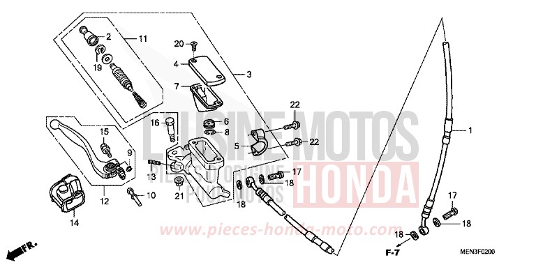 FR. BRAKE MASTER CYLINDER for CRF450R EXTREME RED (R292) from 2011