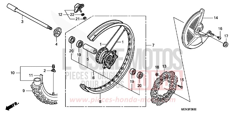 FRONT WHEEL for CRF450R EXTREME RED (R292) from 2011