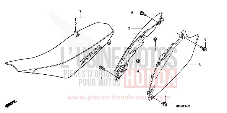SEAT/SIDE COVER for CRF450R EXTREME RED (R292) from 2011