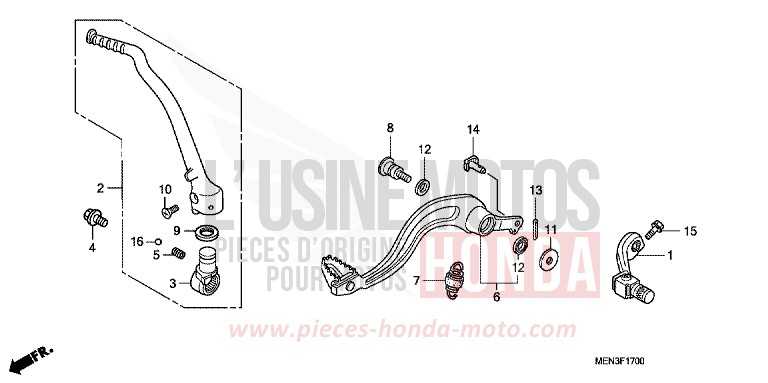 PEDAL/KICK STARTER ARM for CRF450R EXTREME RED (R292) from 2011