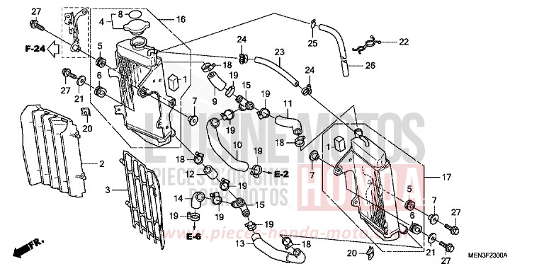 RADIATORE per CRF450R EXTREME RED (R292) del 2011