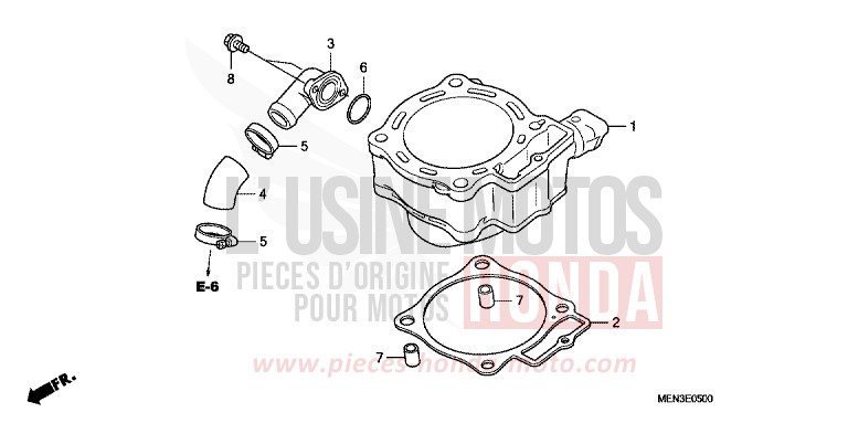CYLINDER for CRF450R EXTREME RED (R292) from 2012