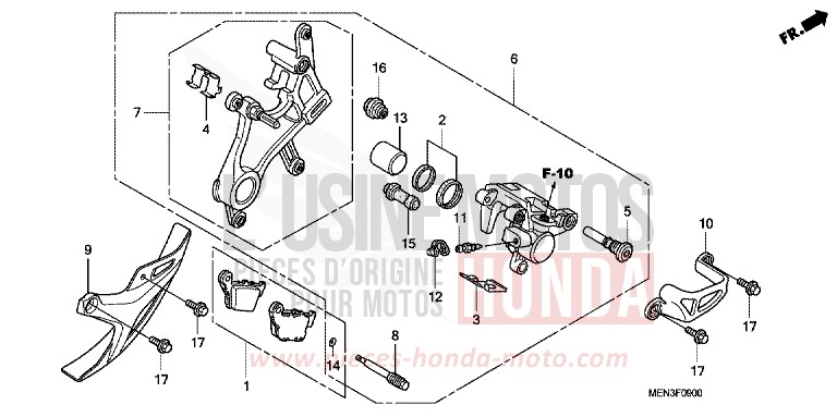 REAR BRAKE CALIPER for CRF450R EXTREME RED (R292) from 2012