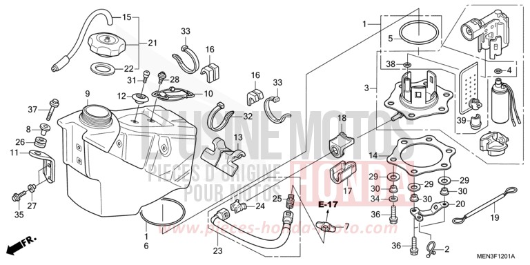 FUEL TANK (CRF450RB/C) for CRF450R EXTREME RED (R292) from 2012