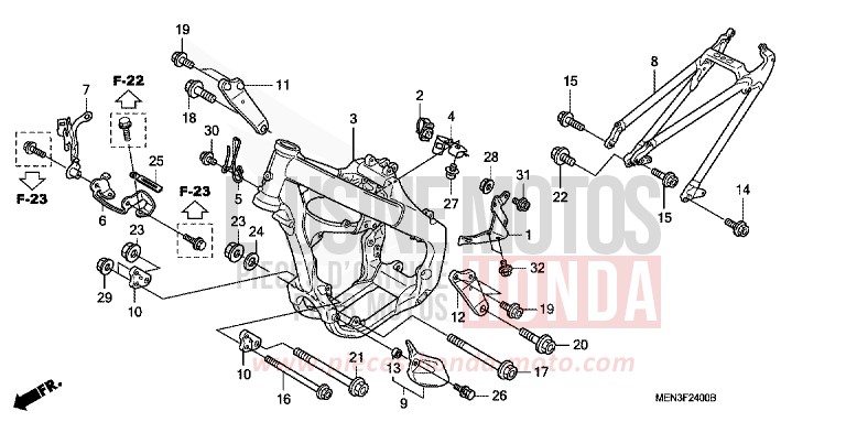 FRAME BODY for CRF450R EXTREME RED (R292) from 2012