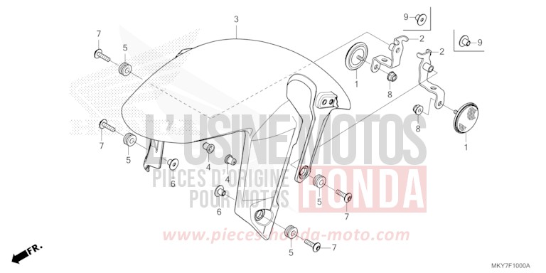 FRONT FENDER for CB650R GRAND PRIX RED (R380) from 2026