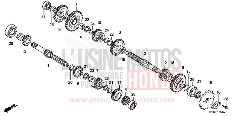 TRANSMISSION (CRF100F) for CRF100F EXTREME RED (R292) from 2013