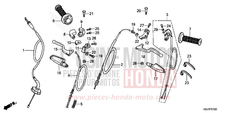 HANDLE LEVER/CABLE for CRF100F EXTREME RED (R292) from 2013
